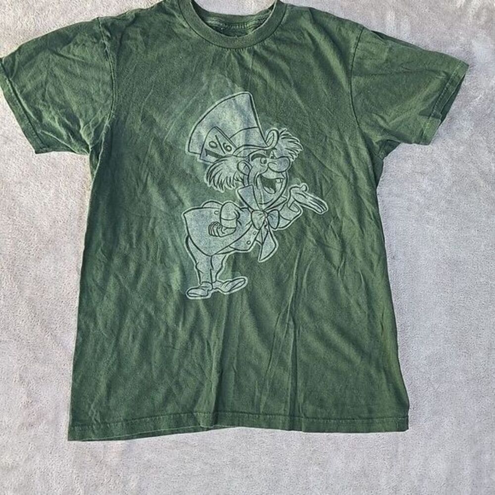 Disney Mad Hater Shirt Womens Small Green Short Sleeve Crew Neck Front Graphicβ
